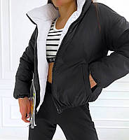 Двостороння жіноча стильна куртка на синтепоні (Норма), фото 3