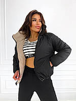 Двостороння жіноча стильна куртка на синтепоні (Норма), фото 6