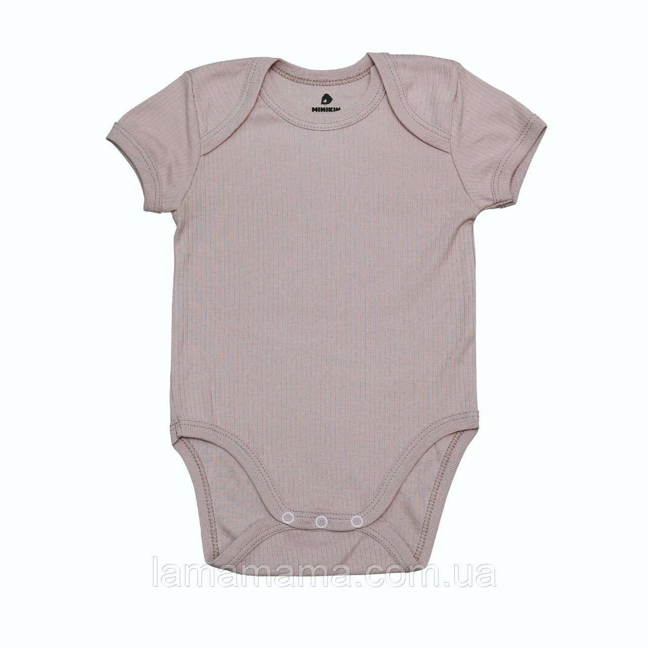 Трикотажний боді з коротким рукавом для новонароджених (інтерлок-рубчик) Пудра Minikin, фото 1