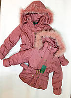 Куртка під пояс рожева пудрова легка весняна дитяча для дівчинки 5  6 років