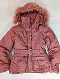 Куртка під пояс рожева пудрова легка весняна дитяча для дівчинки 5  6 років, фото 3