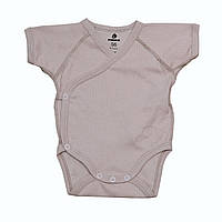 Трикотажный боди-распашонка с коротким рукавом наружными швами для новорожденных (интерлок-рубчик) Пудра