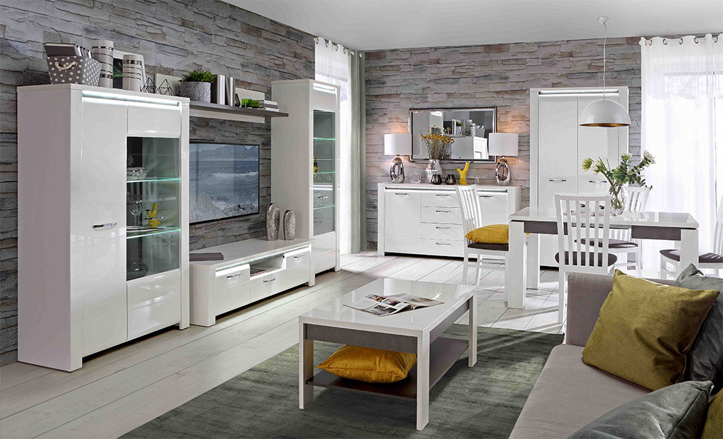 Вітальня Brugia Загартоване скло, система безшумного закриття, є, Ефект бетону, фото 1