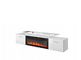 Тумба под ТВ Rova EF підсвічування (продається окремо), Немає, модерн, білий / білий глянець, чорний, чорний глянець, фото 2