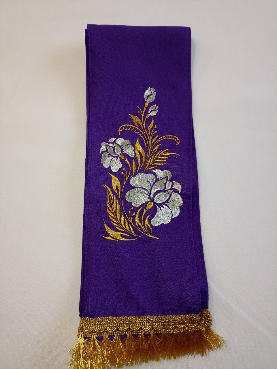Закладка з вишивкою для Євангелія (габардин, фіолетовий колір), фото 1