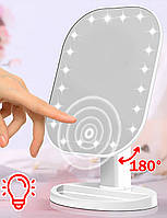 Зеркало для макияжа Cosmetie Mirror Белое Косметическое сенсорное настольное зеркальце с подсветкой