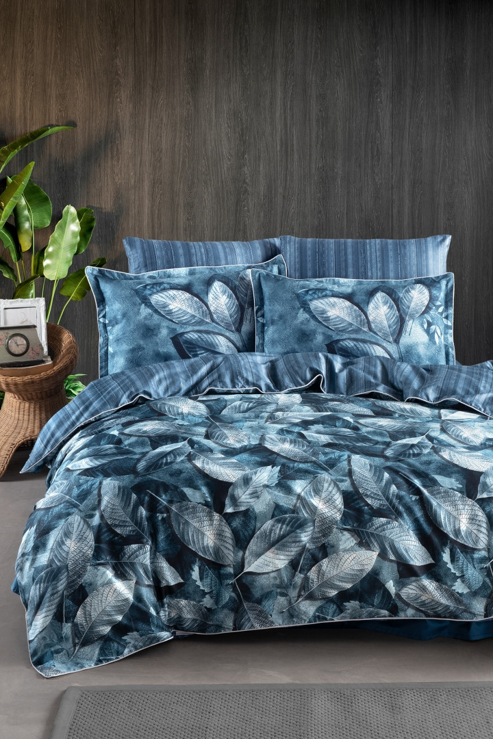 Турецька Постільна Білизна La Roman Premium Satin 300TC Rican Blue 200х220см