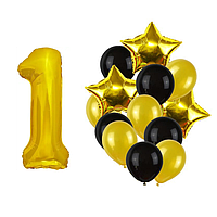 Фонтан із куль з цифрою "1", чорне із золотим