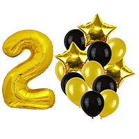 Фонтан із куль з цифрою "2", чорне із золотим