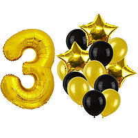 Фонтан із куль з цифрою "3", чорне із золотим