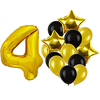 Фонтан із куль з цифрою "4", чорне із золотим