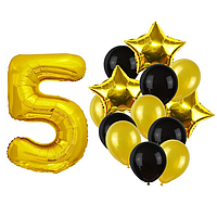 Фонтан із куль з цифрою "5", чорне із золотим