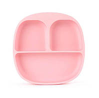 Тарелка с секциями силиконовая детская на присоске розовая