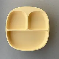 Тарелка с секциями силиконовая детская на присоске желтая