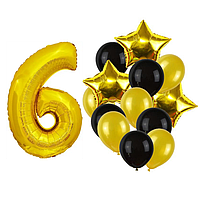 Фонтан із куль з цифрою "6", чорне із золотим