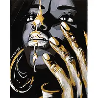 Картина за номерами із золотою фарбою Погляд в золоті з лаком та рівнем 40х50 Живопис за номерами Strateg Преміум SY6718