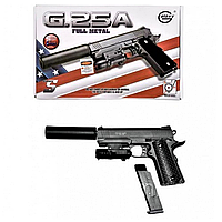 Дитячий пістолет на кульках "SIG Sauer 226" Galaxy G25A з ЛЦУ і глушником, метал, чорний топ