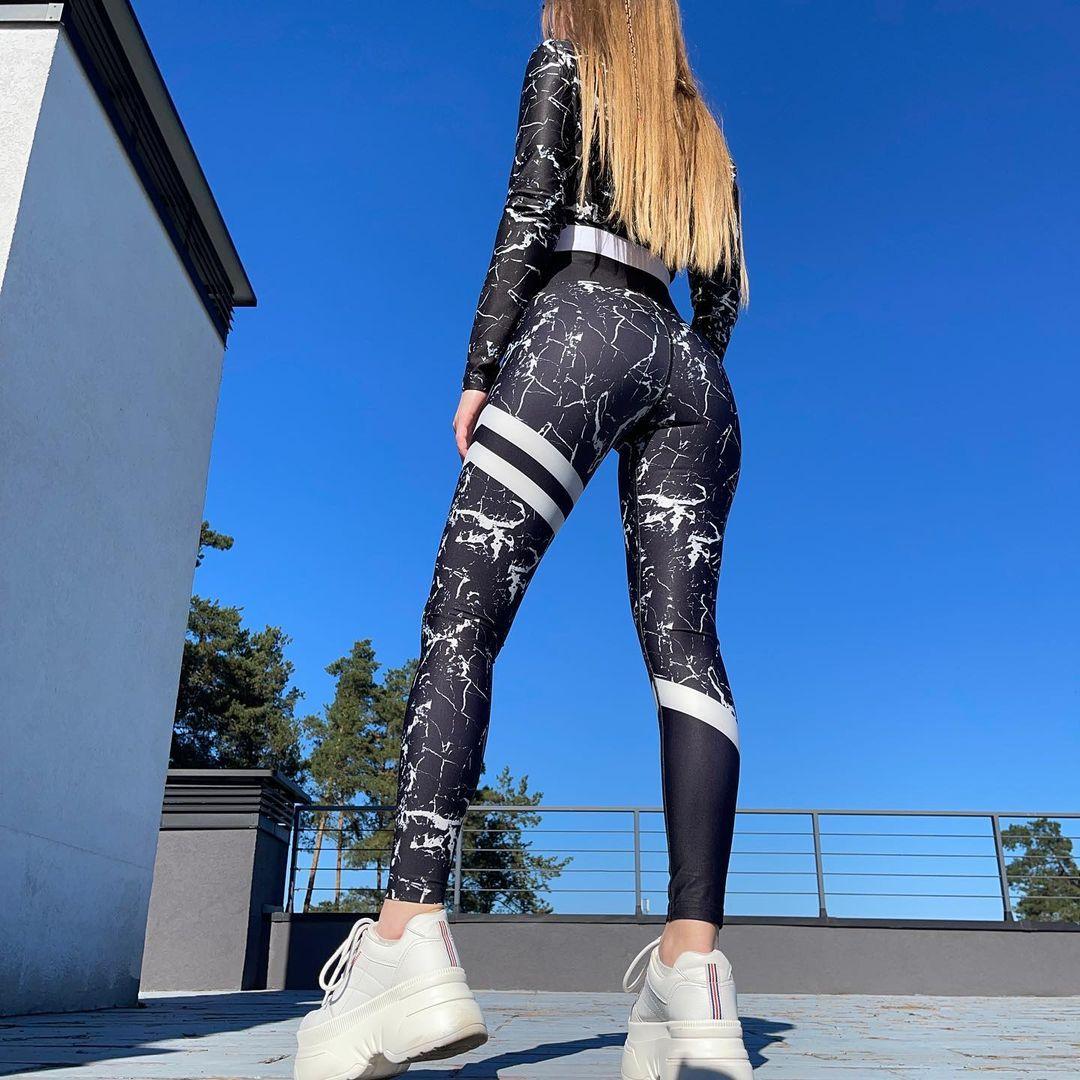 Лосини жіночі S, Мармур Чорний SuperStacy