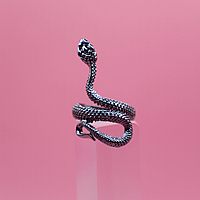 Кольцо Змея женское регулируемое черный 015