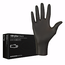 Рукавички нітрилові MERCATOR Nitrylex Black неопудренні XS, (100 шт/пач), чорні