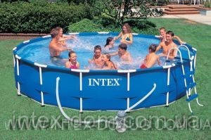 Каркасний басейн Intex 56942 Інтекс 457 х 91 см + насос-фільтр, сходи, тент, підстилка, київ