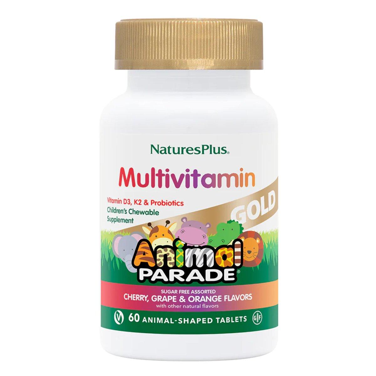 Мультивітаміни для дітей, Смак Асорті, Animal Parade Gold, Natures Plus, 60 жувальних таблеток