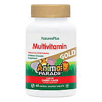 Мультивитамины для Детей, Вкус Вишни, Animal Parade Gold, Natures Plus, 60 жевательных таблеток