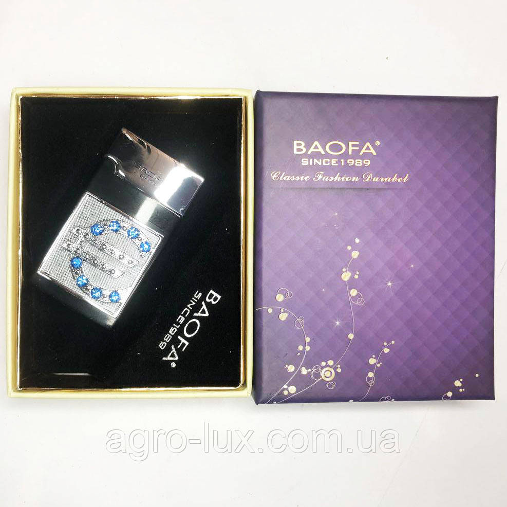Запальничка (Турбо) подарункова BAOFA "Євро у діамантах". MX-995 Колір: сірий