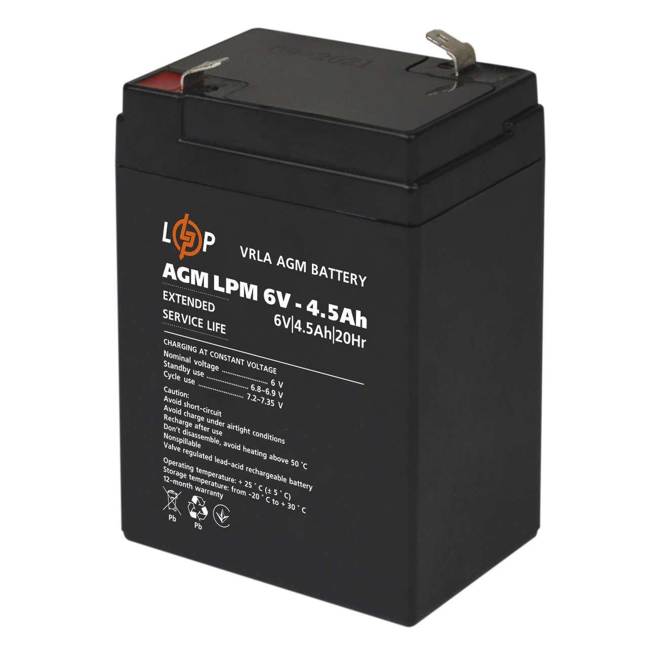 Акумуляторна батарея LogicPower LPM 6 V 4.5 AH (LPM 6 — 4.5 AH) AGM