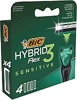 Змінні картриджі д/гоління Flex 3 Hybrid Sensitive 4шт ТМ BIC "Kg"