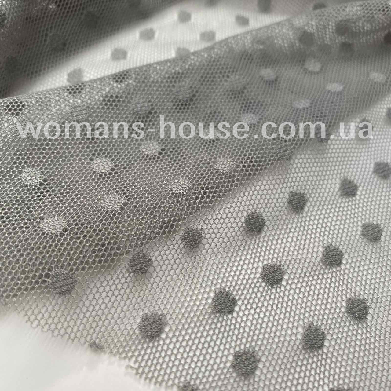 Сітка стрейч крапка білизняна Сірий, фото 1