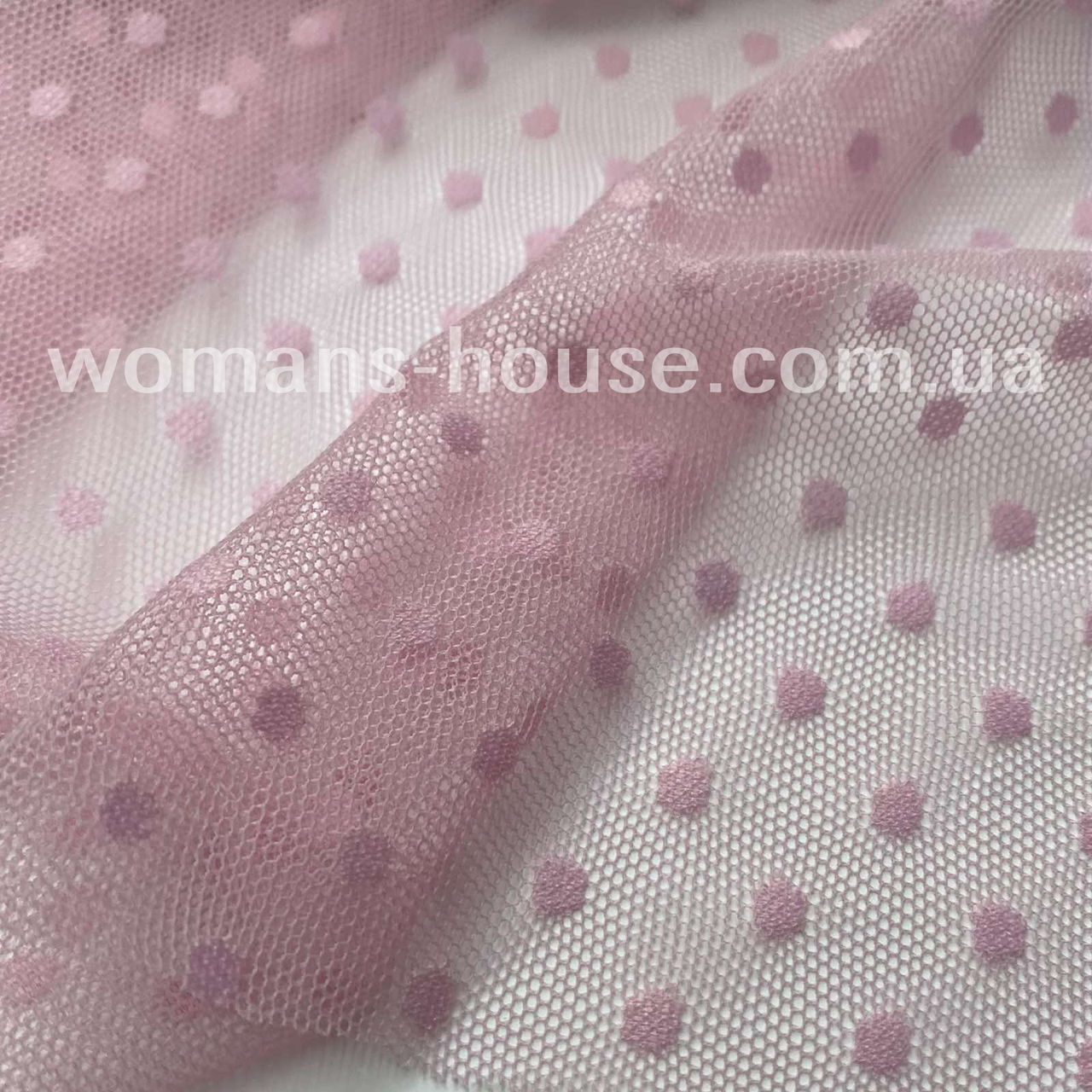 Сітка стрейч крапка білизняна Рожевий, фото 1