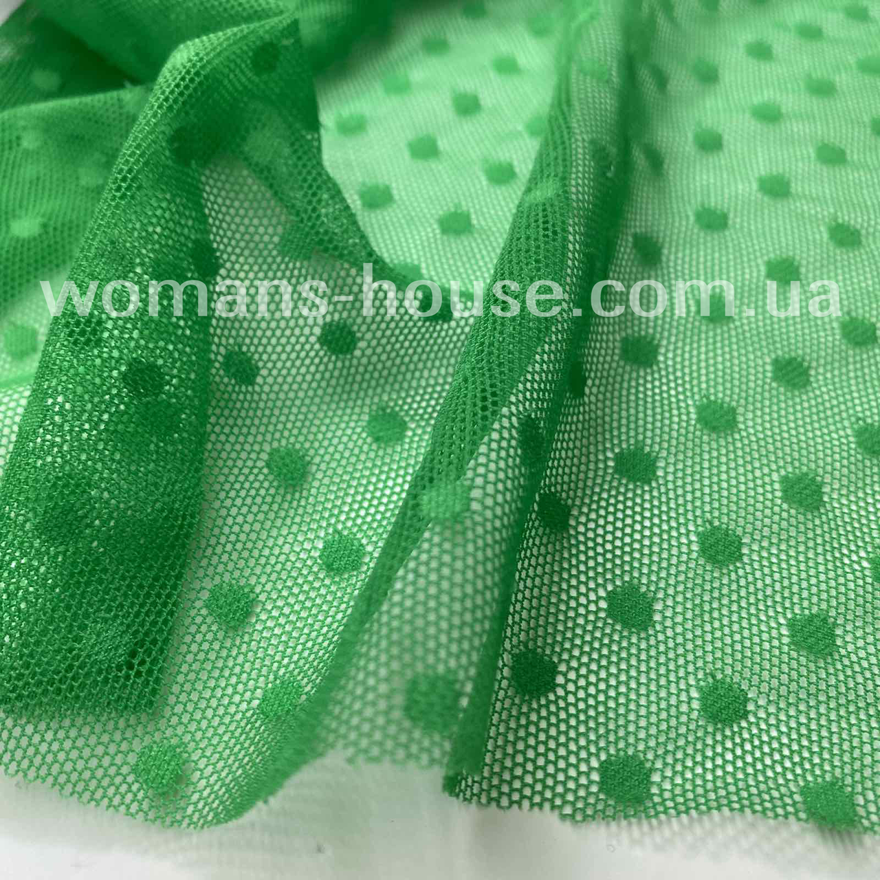Сітка стрейч крапка білизняна Зелений, фото 1