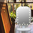 Косметичне дзеркало з підсвічуванням 20 LED, MA-16, овальне, Біле / Настільне дзеркало з сенсорним керуванням, фото 4