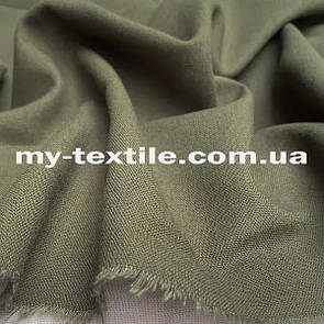 Лляна тканина однотон натуральна бавовна з віскозою 140 см Світлий хакі