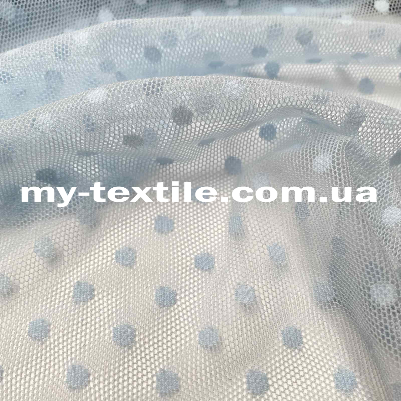 Сітка стрейч крапка білизняна Блакитний, фото 1