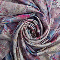 Ткань атлас шелк сатин Armani Arti квіти беж
