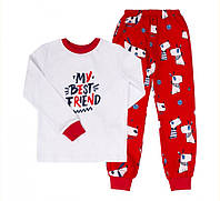 Пижама из интерлока для мальчика Бемби ПЖ53 белая с красным 98