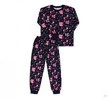 Піжама байкова для дівчинки Бембі ПЖ55 синя з рожевим 92