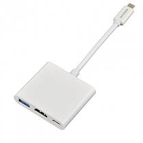 OTG переходник Borofone DH4 Type-C на USB3.0, HDMI, PD, белый, фото 4