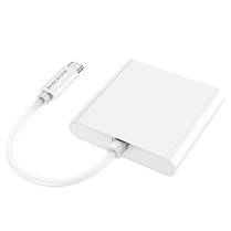OTG переходник Borofone DH4 Type-C на USB3.0, HDMI, PD, белый, фото 5