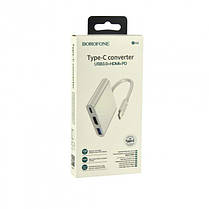 OTG переходник Borofone DH4 Type-C на USB3.0, HDMI, PD, белый, фото 6