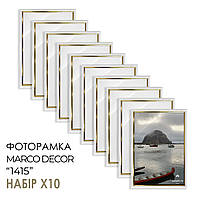Фоторамка "MARCO DECOR 1415 - 64-G" 15x20 см, белая с золотистым, набор 10 шт