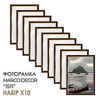 Фоторамка "MARCO DECOR 1511 - 06-G" 15x20 см, коричневая, набор 10 шт