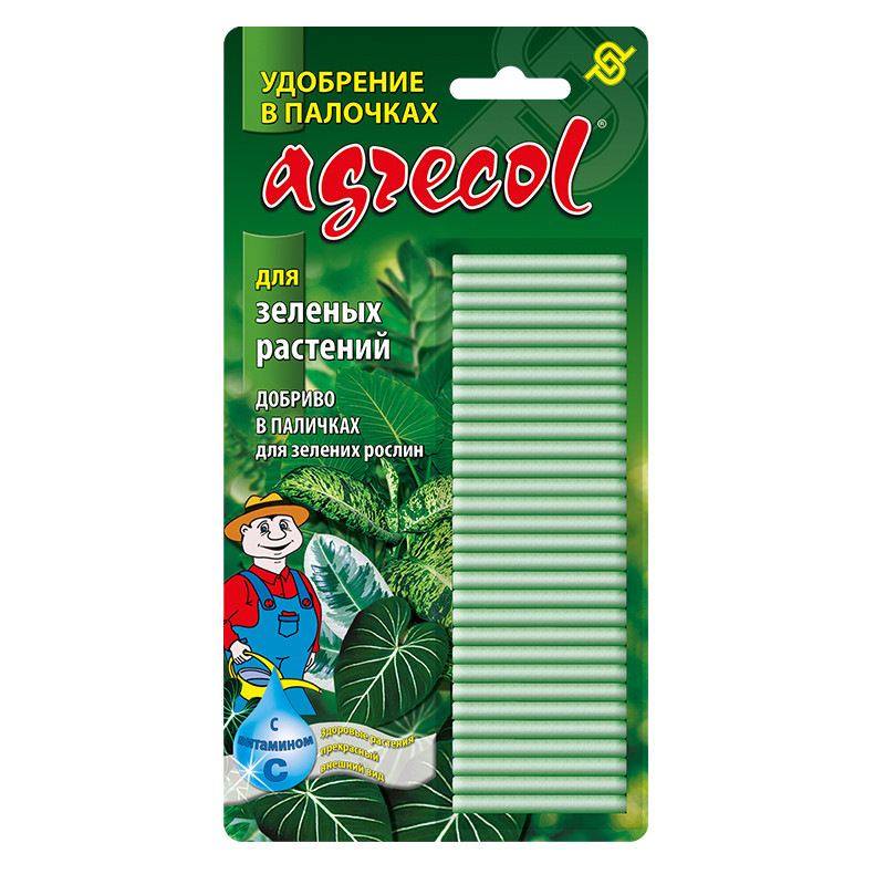 Добриво в паличках для декоративно-листяних рослин з вітаміном с 12-6-8 Agrecol 30 шт