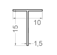 Алюминиевый тавр, т профиль 10х15х1,5