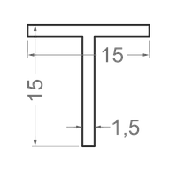 Алюминиевый тавр, т профиль 15х15х1,5 ПАК-0008