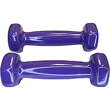 Гантелі по 0,5кг для фітнесу з вініловим покриттям 2шт, 1пара загальна вага 1кг, фіолетові, фото 4