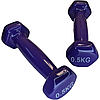 Гантелі по 0,5кг для фітнесу з вініловим покриттям 2шт, 1пара загальна вага 1кг, фіолетові, фото 8