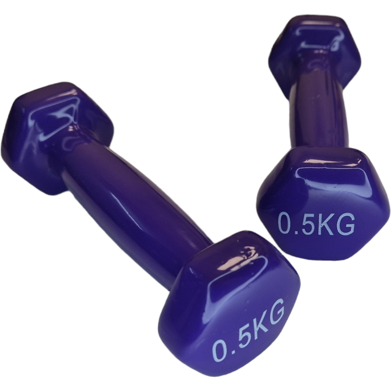 Гантелі по 0,5кг для фітнесу з вініловим покриттям 2шт, 1пара загальна вага 1кг, фіолетові